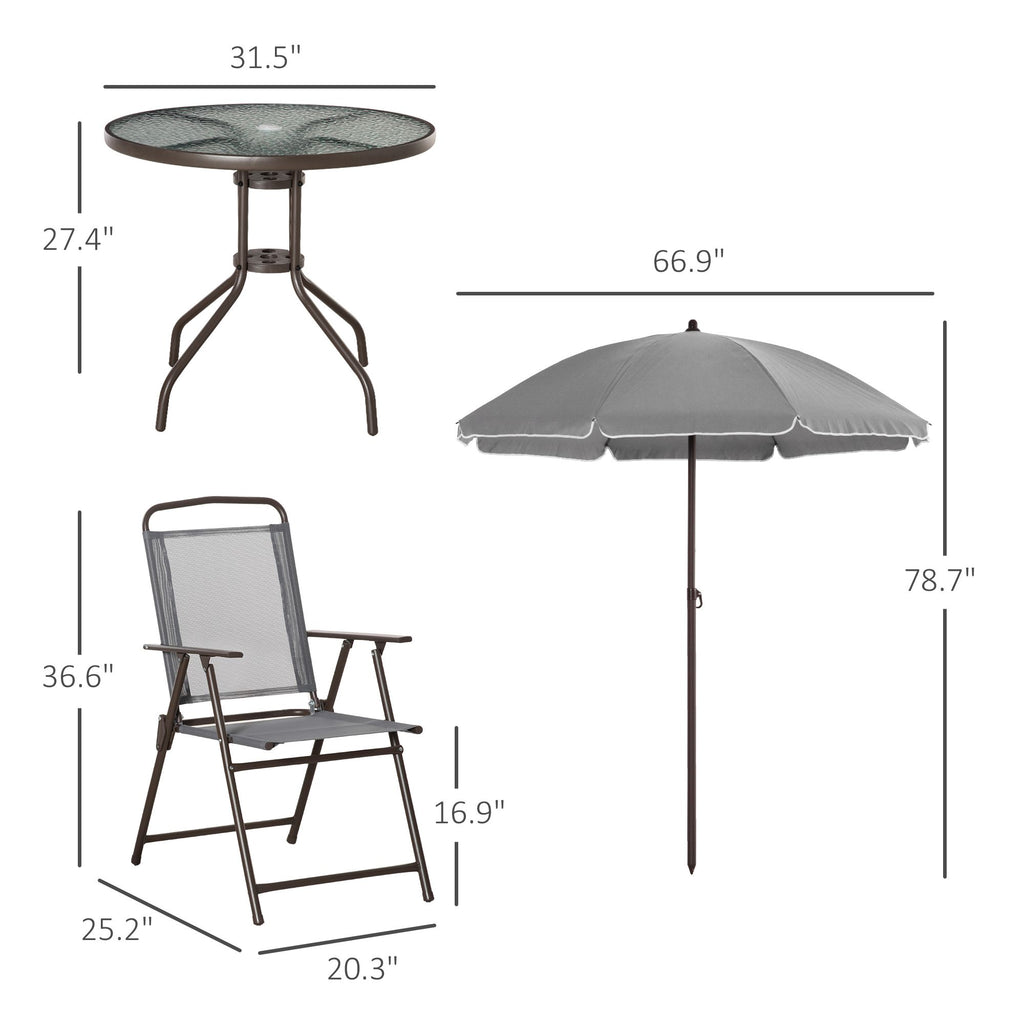 6-Piece Patio Dining Set with Umbrella – Gray – view 3