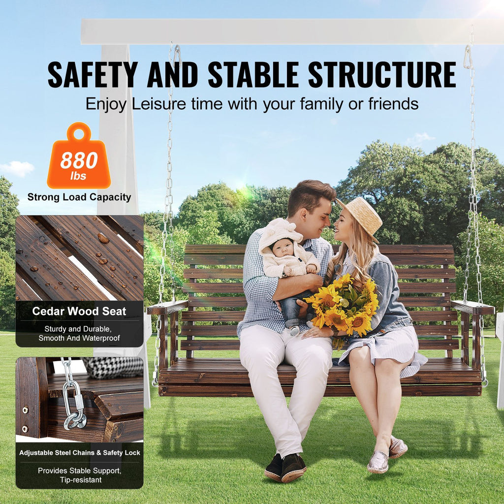 4.5 ft Wooden Porch Swing for Patio & Garden – view 10