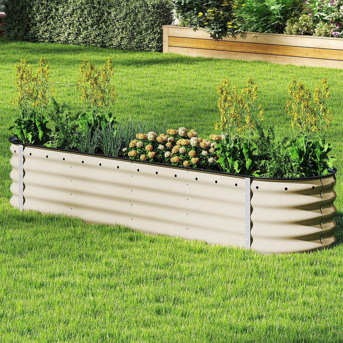 Tall Modular Metal Raised Garden Bed – 8 x 2 ft, 17" High, White – photo 2
