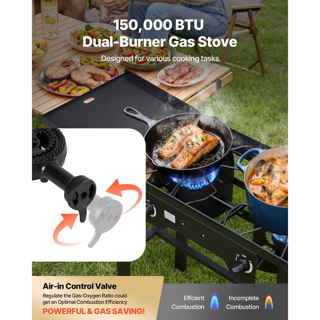 2-Burner Outdoor Propane Gas Stove – 150,000 BTU – view 4