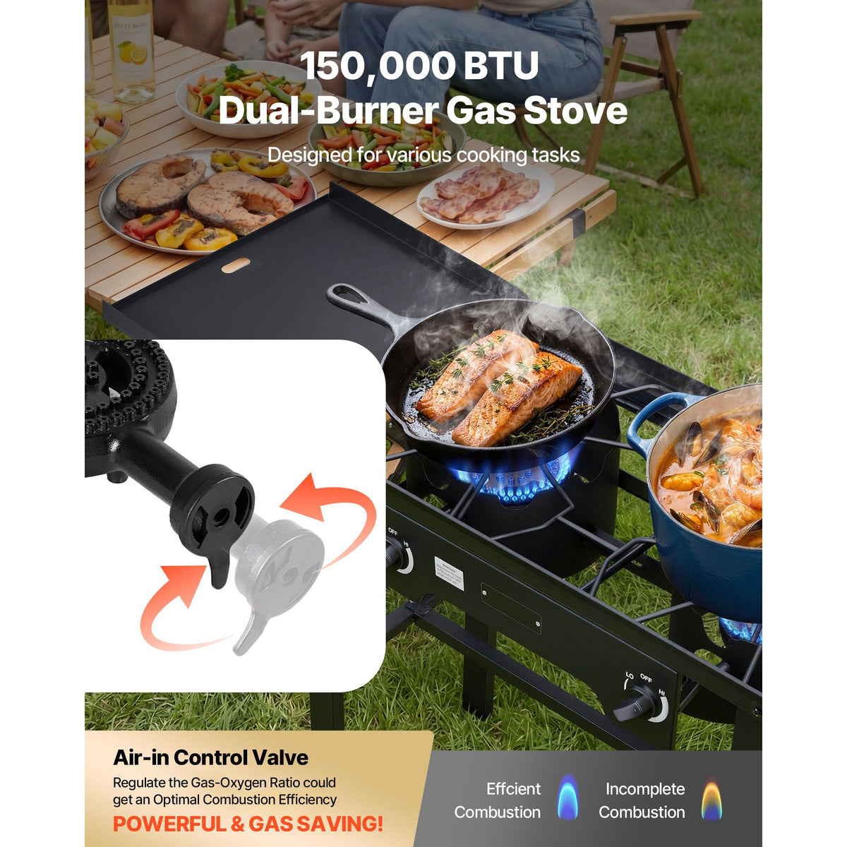2-Burner Outdoor Propane Gas Stove – 150,000 BTU – view 4