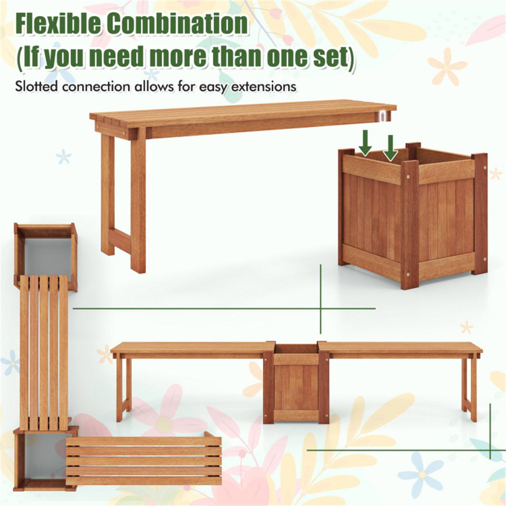 Teak Outdoor Bench with Planter Box – view 6