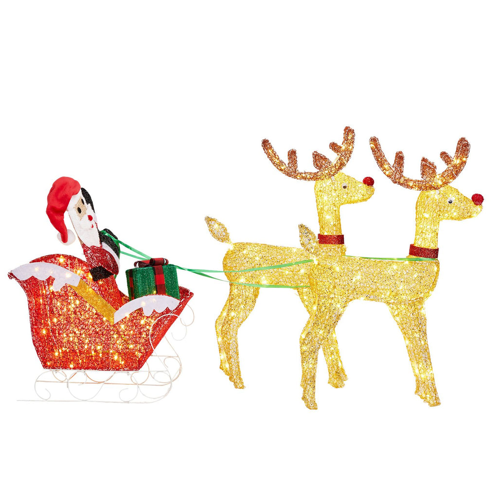 Lighted Reindeer Pulling Sleigh Christmas Yard Decoration – view 16
