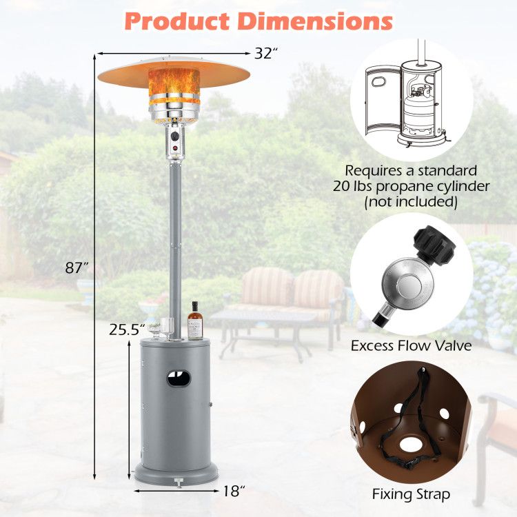 50,000 BTU Propane Patio Heater with Drink Table – view 15