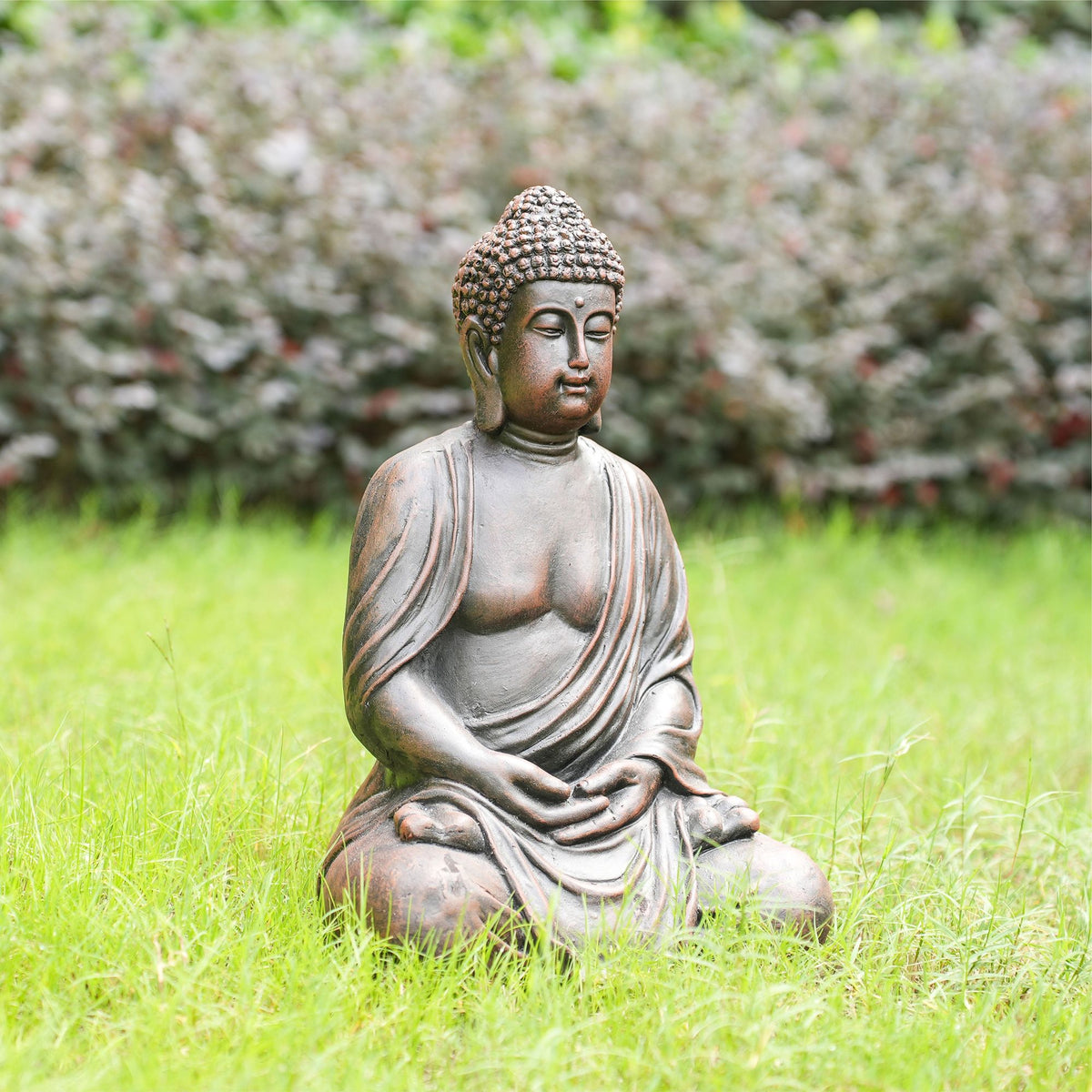 Meditating Buddha Garden Statue, 15" – view 7