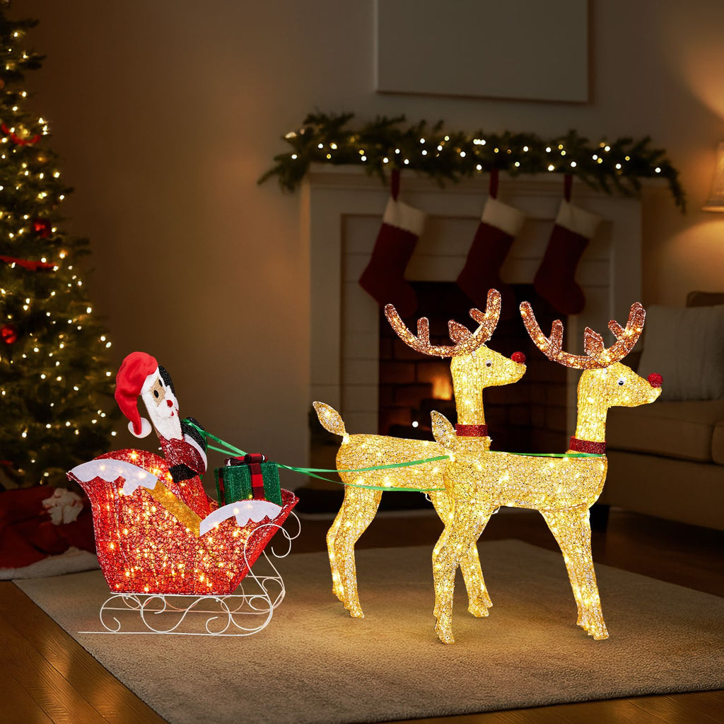 Lighted Reindeer Pulling Sleigh Christmas Yard Decoration – view 9