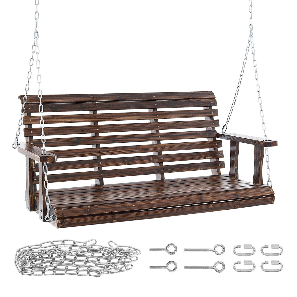 4.5 ft Wooden Porch Swing for Patio & Garden – view 8