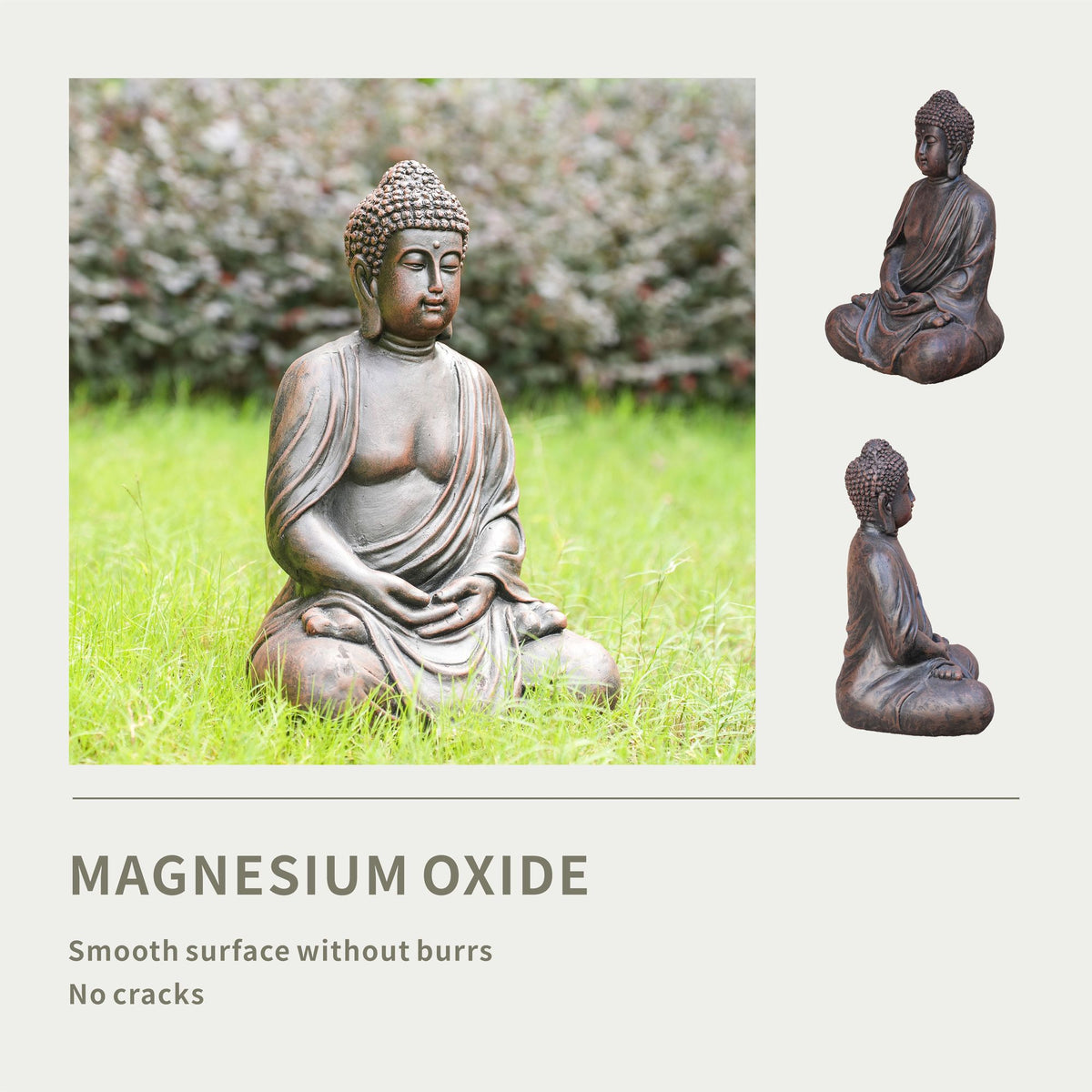 Meditating Buddha Garden Statue, 15" – view 5