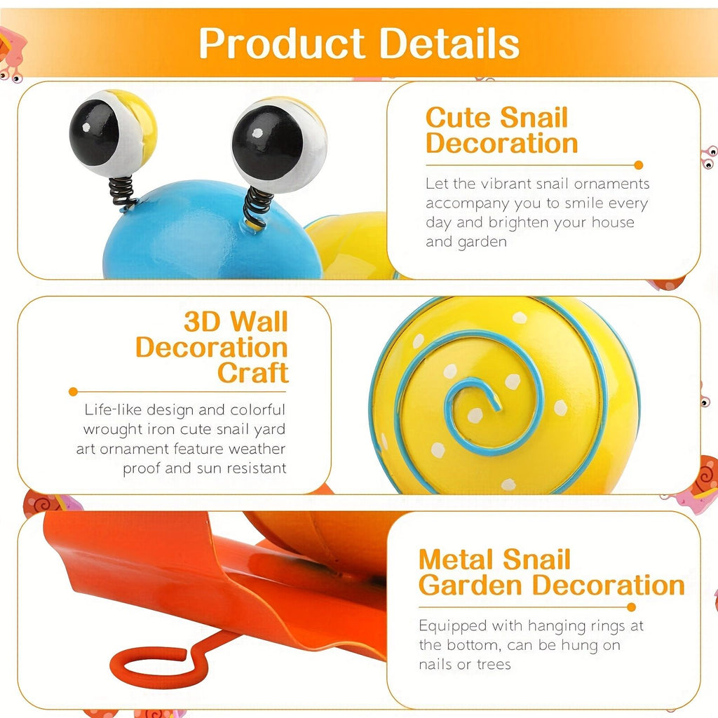 Colorful Metal Snail Sculpture – Garden Wall Hanging & Yard Decor – photo 9