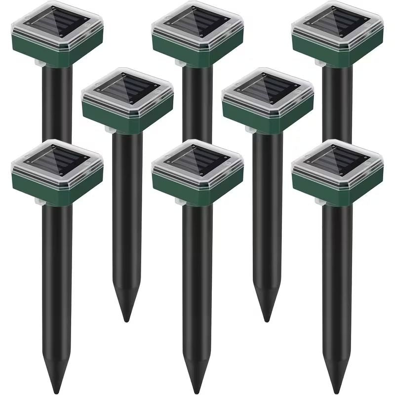 Solar Mole & Gopher Repeller Stakes, 8-Pack – No-Kill Sonic Vibration Yard Deterrent, Waterproof
