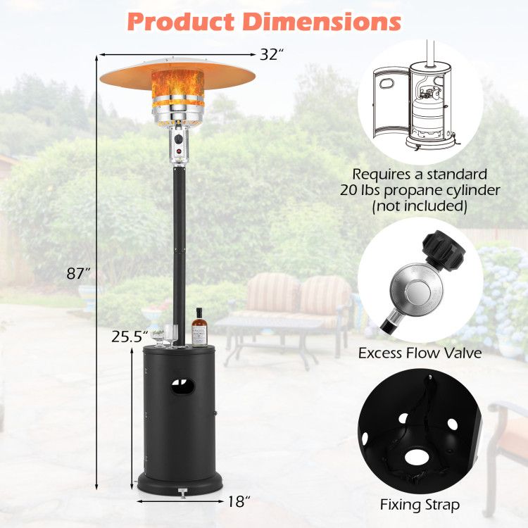 50,000 BTU Propane Patio Heater with Drink Table – view 6