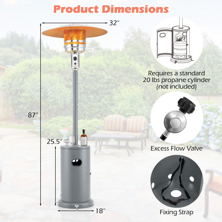 50,000 BTU Propane Patio Heater with Drink Table – view 23