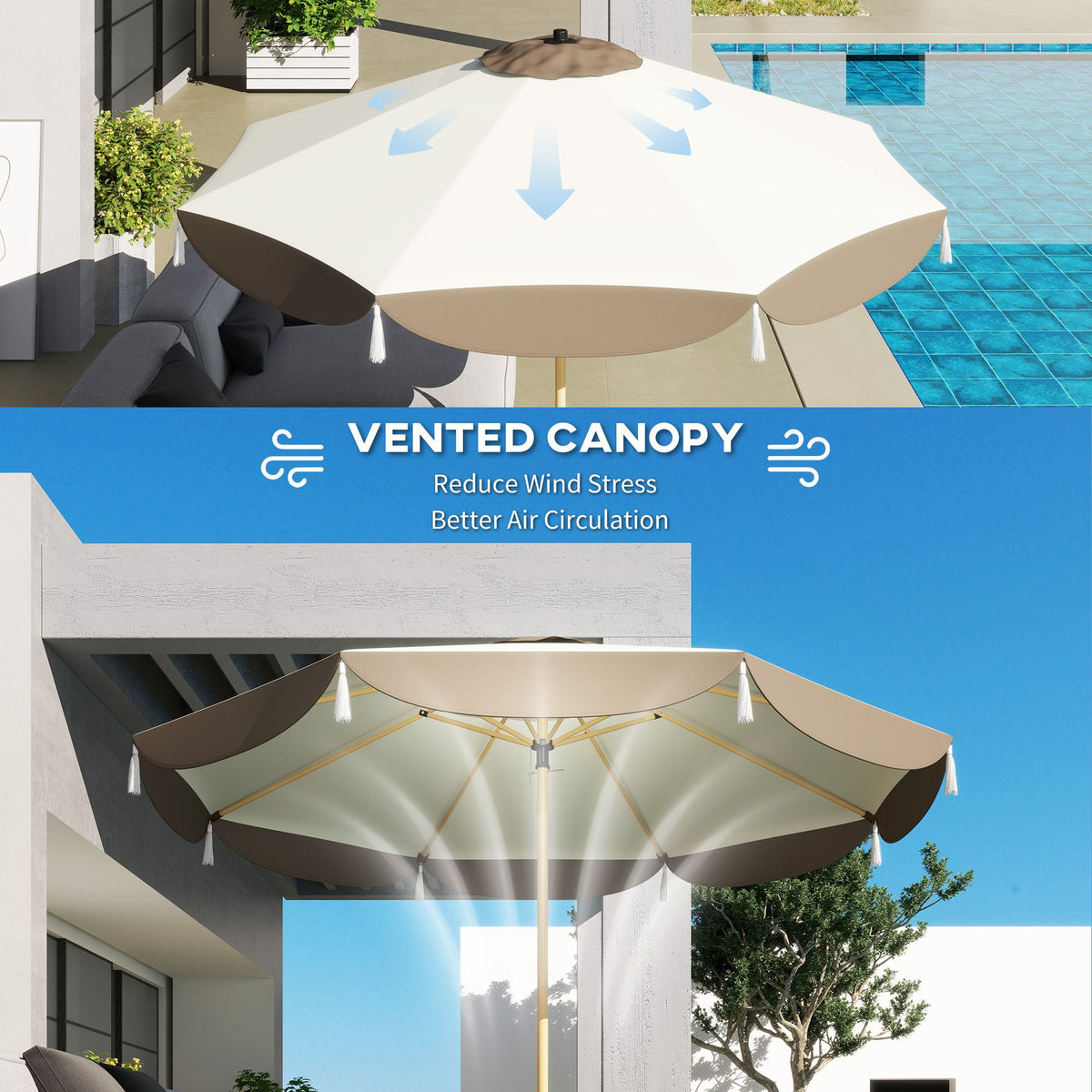 9 ft Patio Market Umbrella – UPF 50+, 8 Ribs – view 6