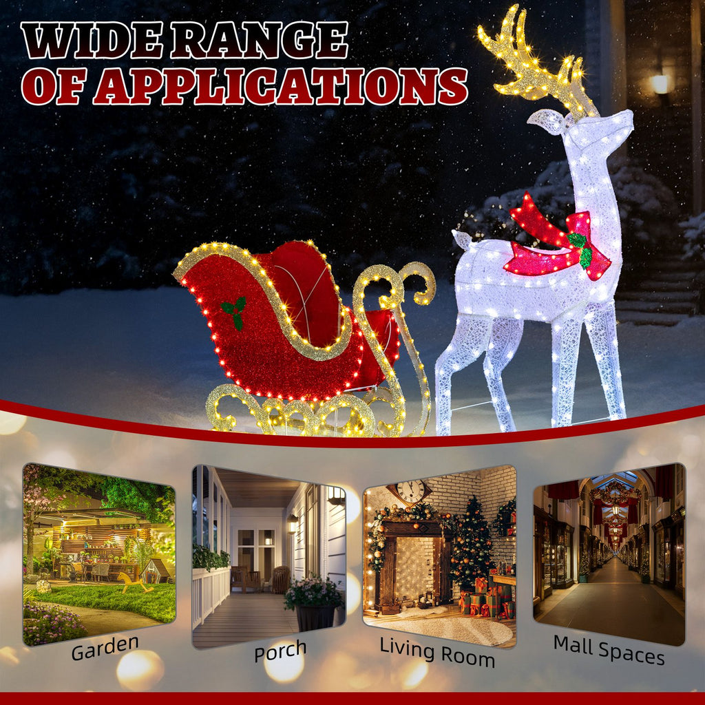 5 ft Lighted Christmas Reindeer & Sleigh Yard Decoration – view 6