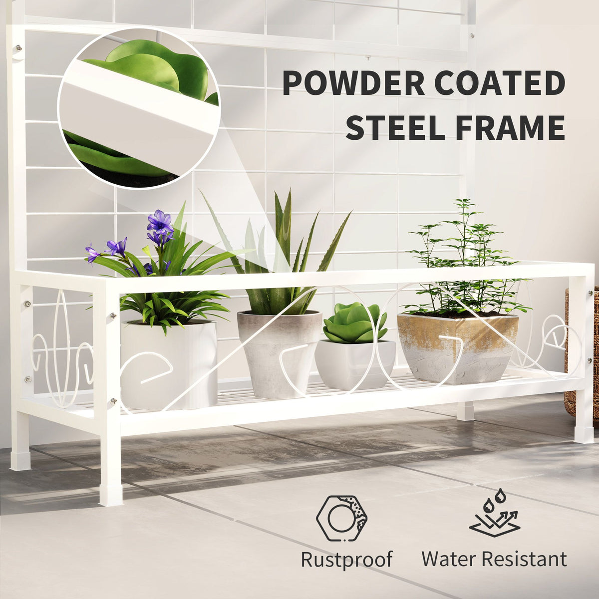 74 in Metal Plant Stand with Trellis & Hanging Bar – view 5