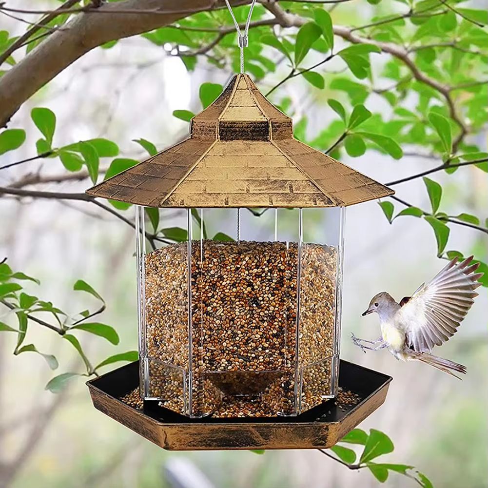Hanging Gazebo Bird Feeder – 6 Feeding Ports, Large Seed Capacity, Weatherproof – photo 19