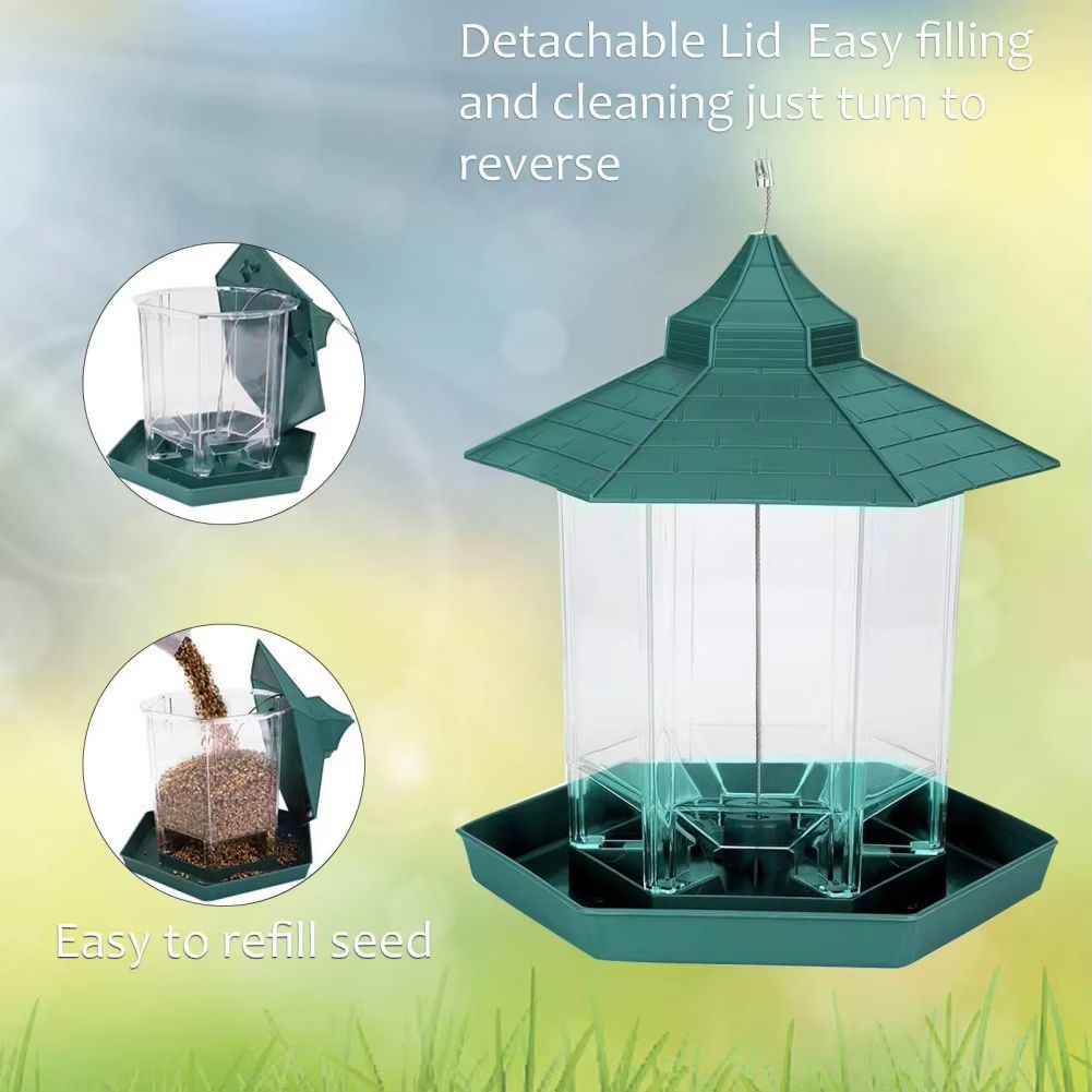 Hanging Gazebo Bird Feeder – 6 Feeding Ports, Large Seed Capacity, Weatherproof – photo 7