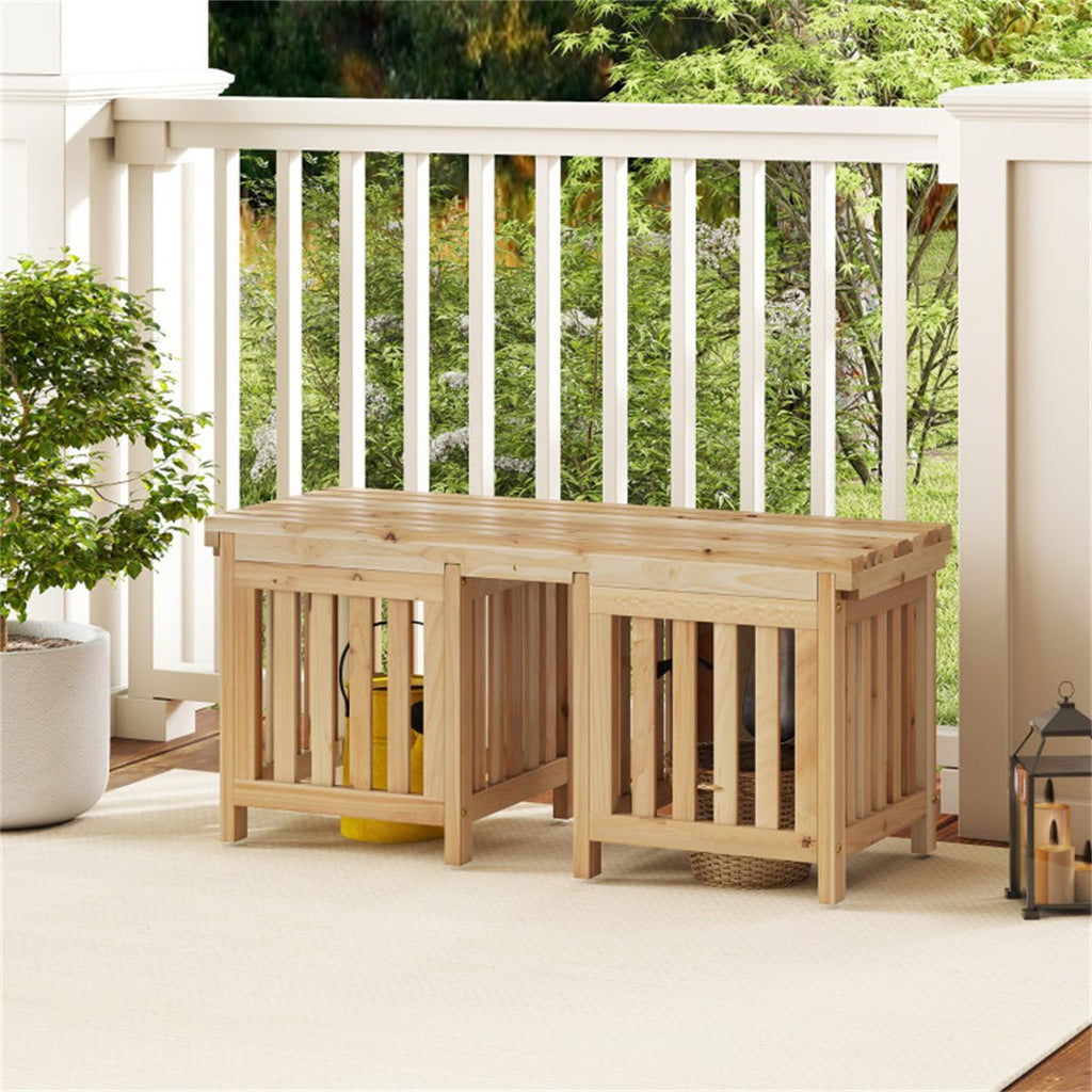 2-in-1 Wooden Garden Bench with 2 Planter Boxes – view 4