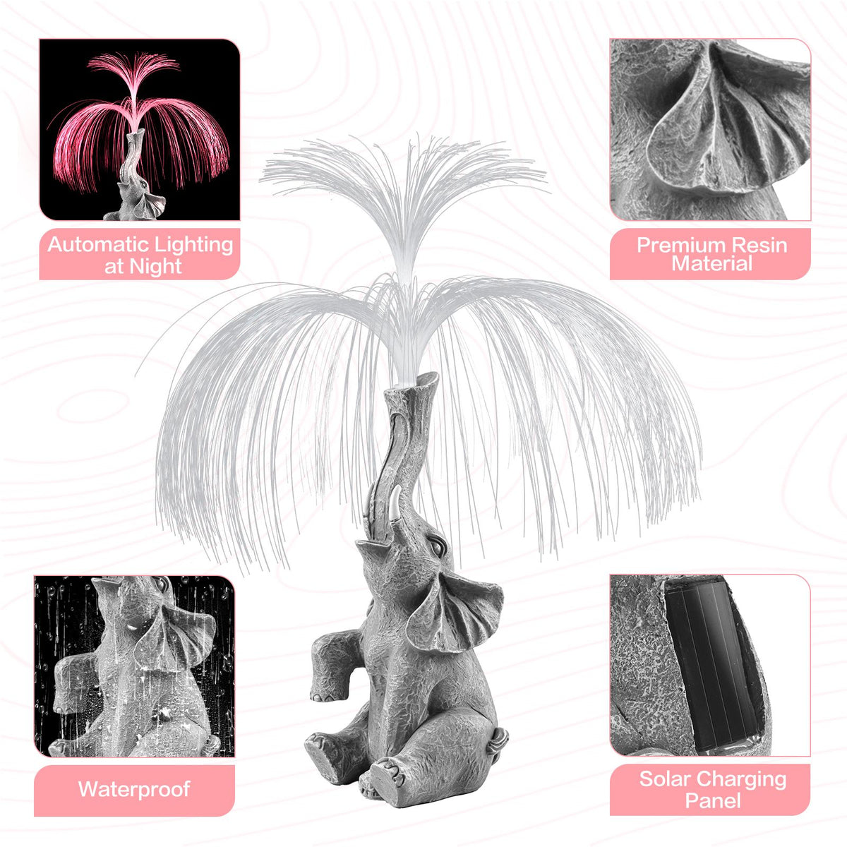 Solar Elephant Statue Light – view 4