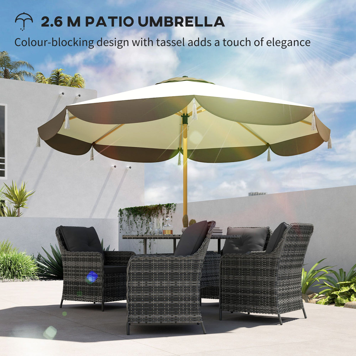 9 ft Patio Market Umbrella – UPF 50+, 8 Ribs – view 4