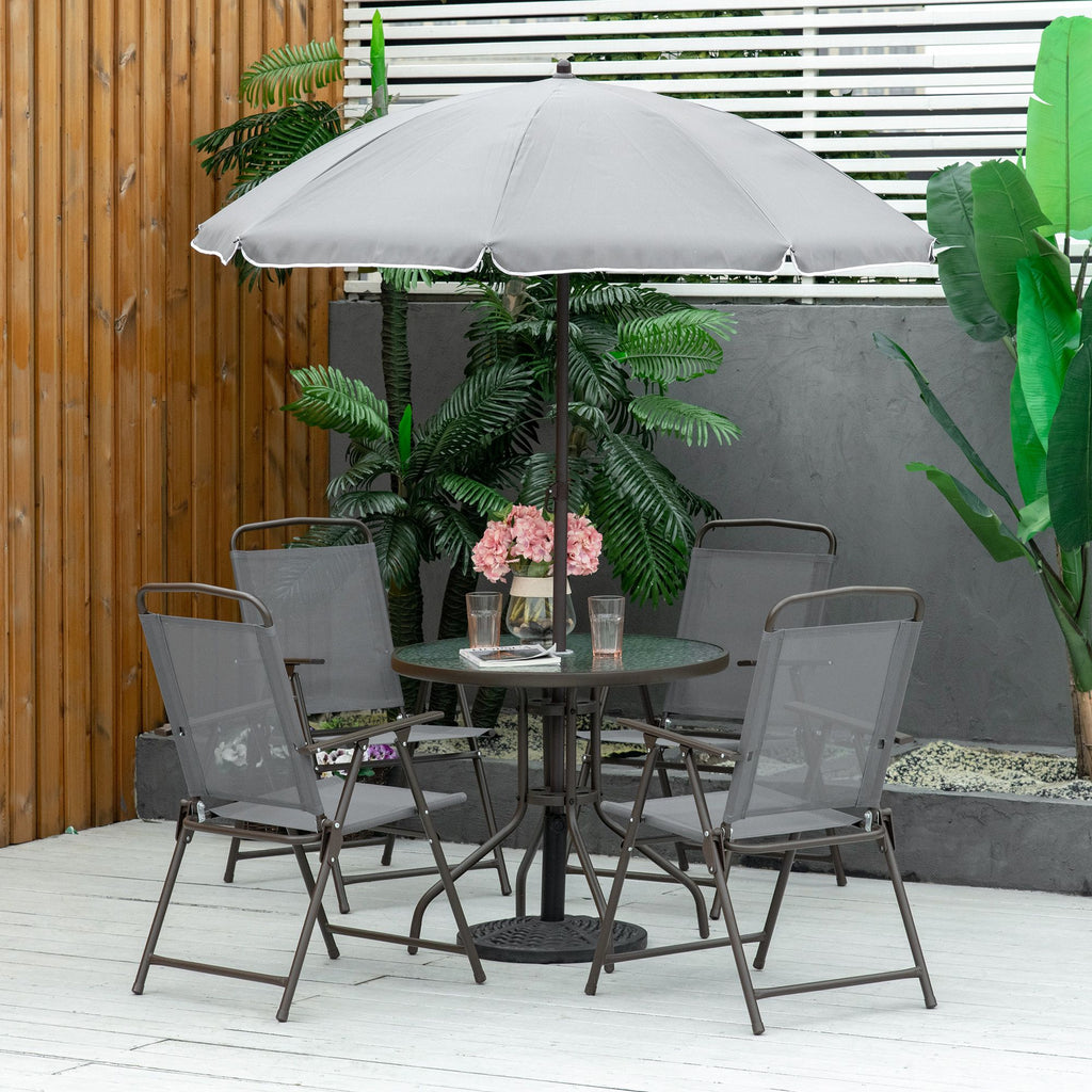 6-Piece Patio Dining Set with Umbrella – Gray – view 2