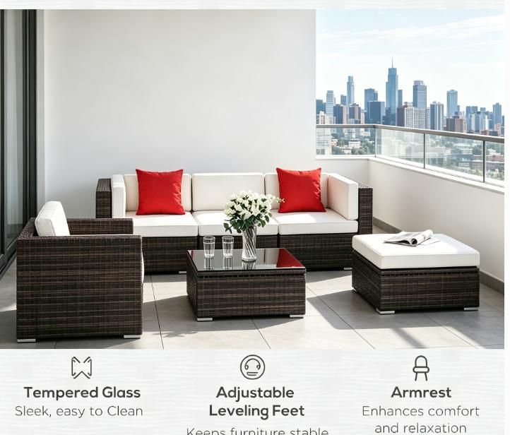 6-Piece Wicker Sectional Patio Set with Ottoman – view 3