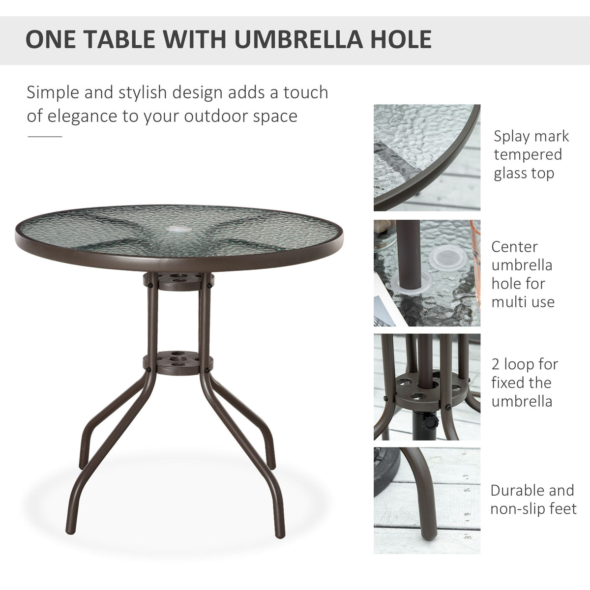 6-Piece Patio Dining Set with Umbrella – Gray – view 4