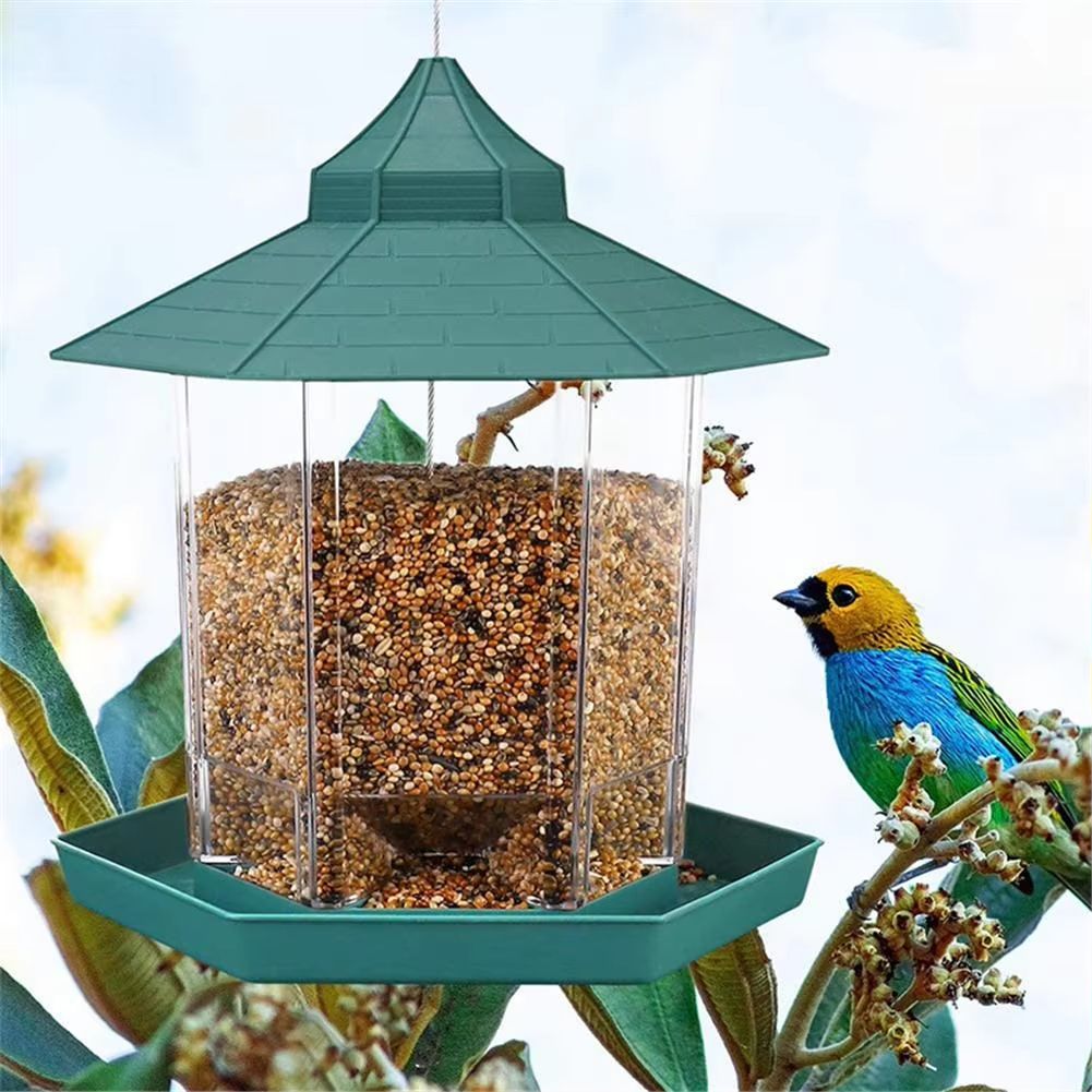 Hanging Gazebo Bird Feeder – 6 Feeding Ports, Large Seed Capacity, Weatherproof – photo 3