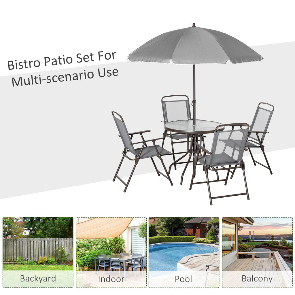6-Piece Patio Dining Set with Umbrella – Gray – view 7