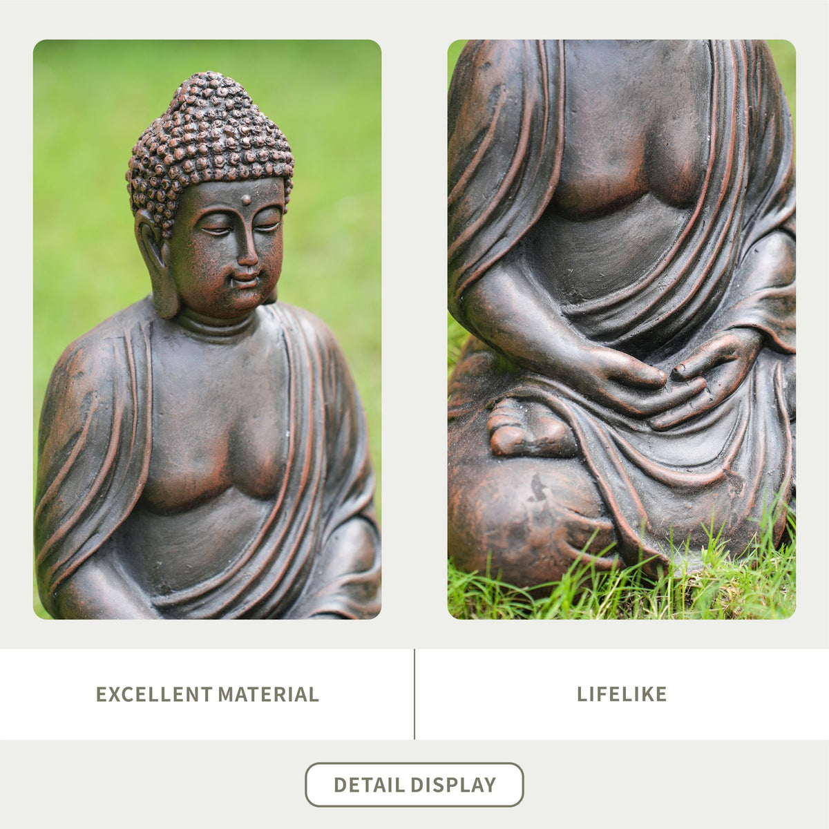 Meditating Buddha Garden Statue, 15" – view 6