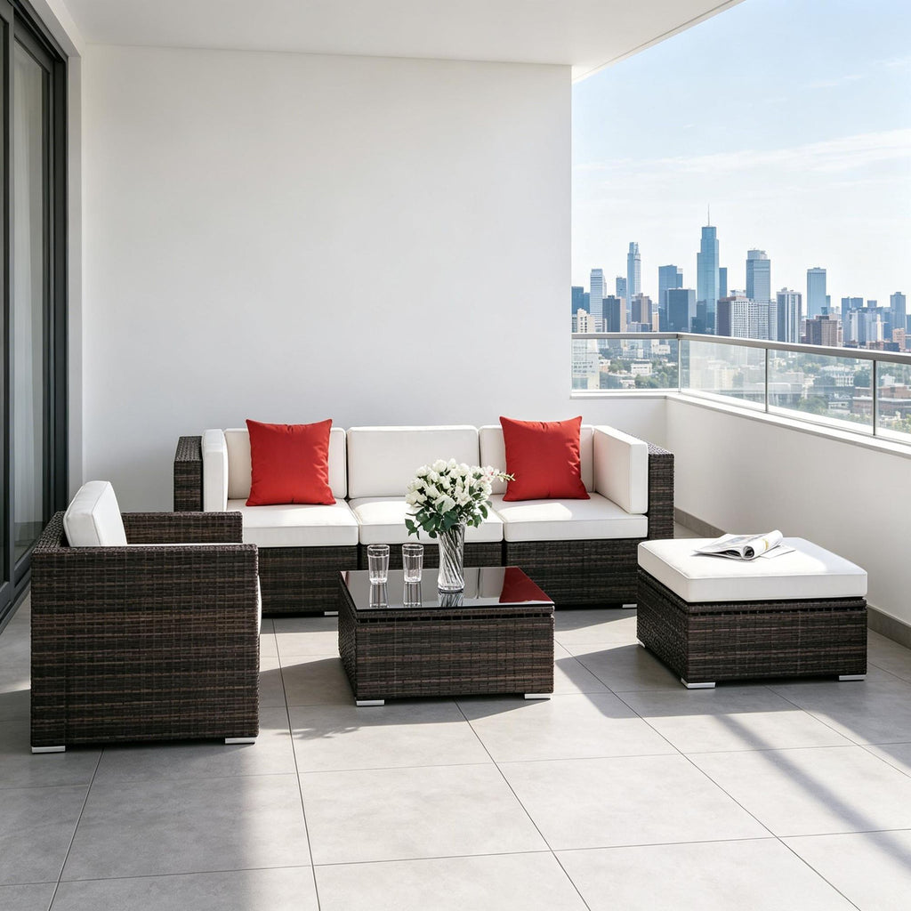 6-Piece Wicker Sectional Patio Set with Ottoman – view 2
