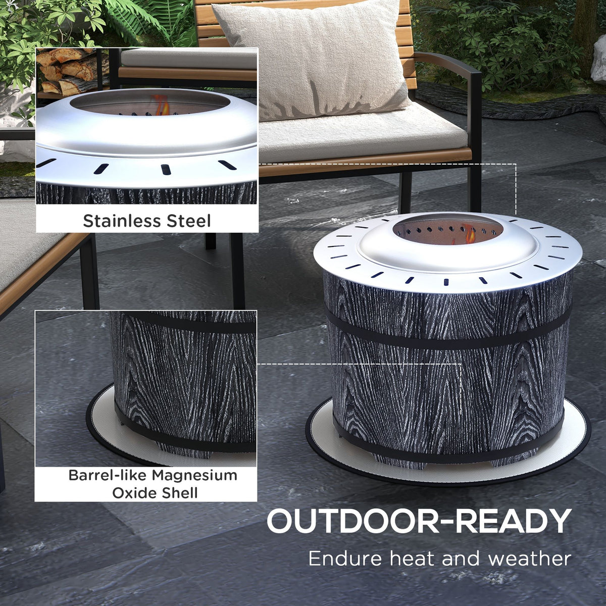 Smokeless Portable Fire Pit with Mat – Black – view 5