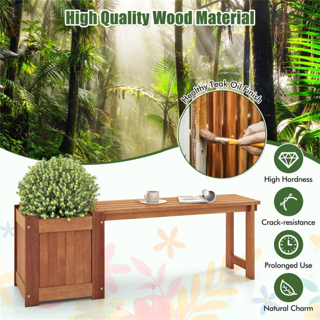 Teak Outdoor Bench with Planter Box – view 10