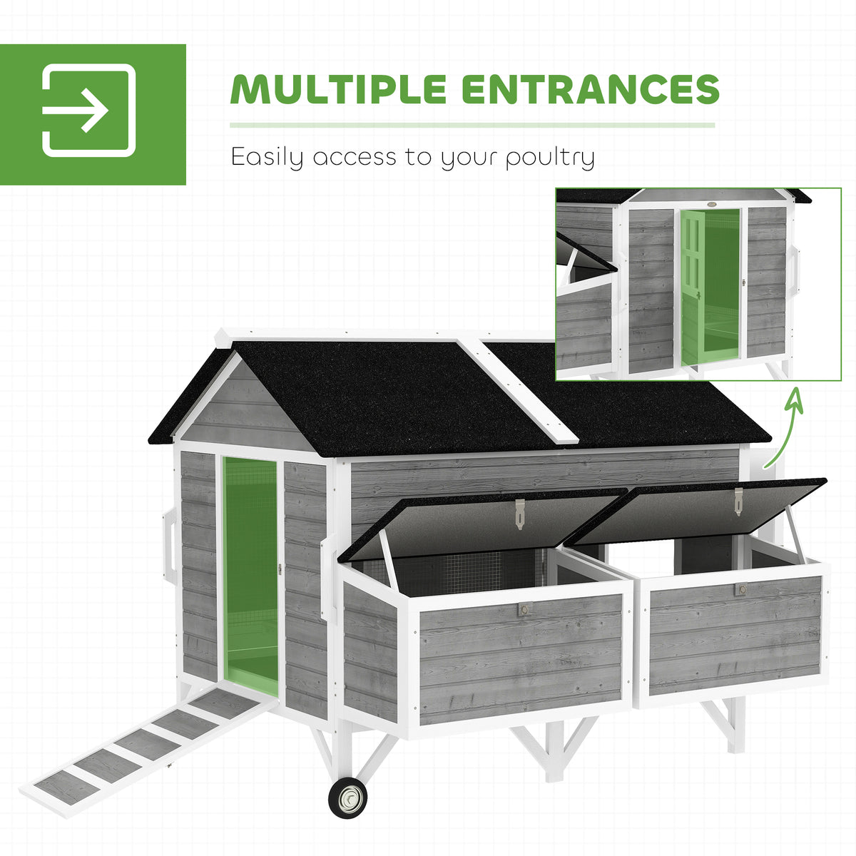 59" Wooden Chicken Tractor Coop on Wheels – view 7